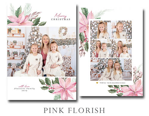 Pink Florish - Christmas Card